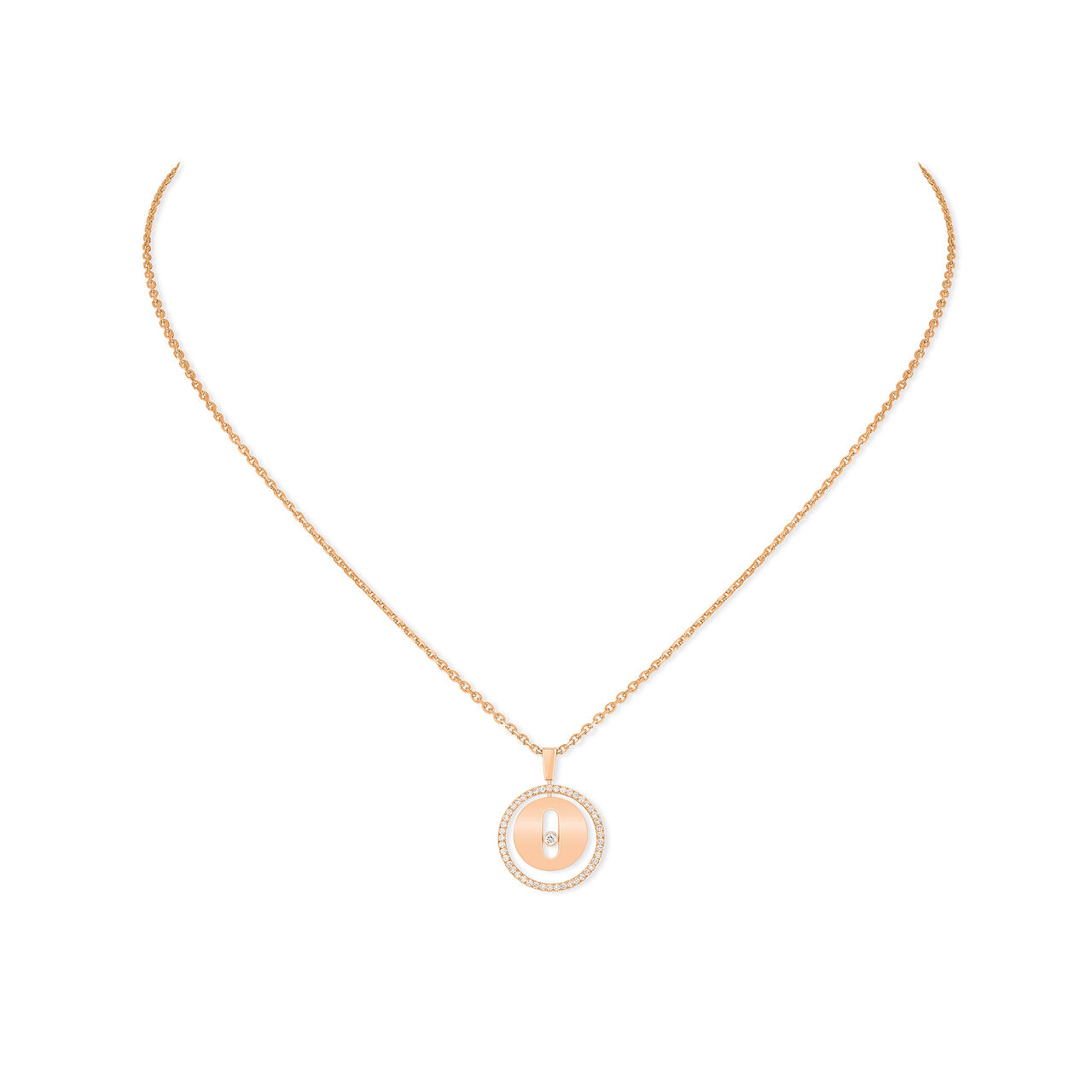 maison birks messika lucky move small rose gold diamond necklace 07396 pg image number 0