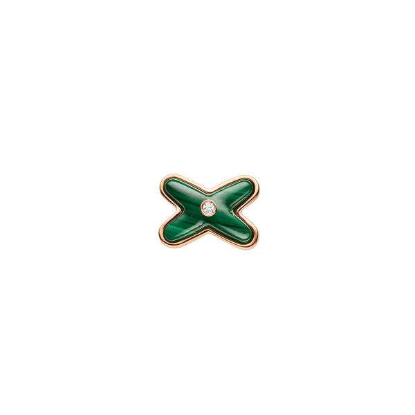 Jeux De Liens Rose Gold, Malachite and Diamond Single Stud Earring