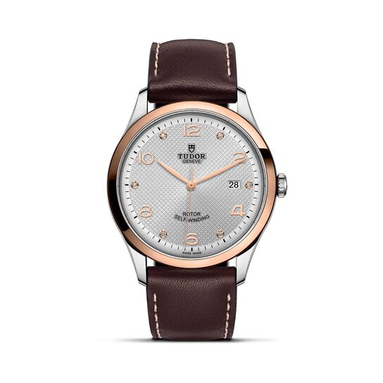 Tudor 1926 Boîtier en acier 41 mm^ cadran argenté serti de diamants^ lunette en or rose image number 0