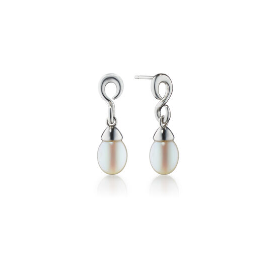 Monica Rich Kosann Infinite & Boundless The Twist Infinity Silver and Pearl Drop Earrings 45075 image number 2