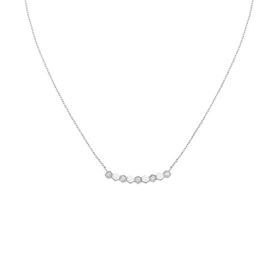 maison birks chaumet bee my love white gold diamond half pave necklace 083982 image number 0