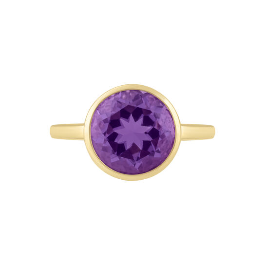 Yellow Gold Pink Amethyst Bezel Ring image number 0