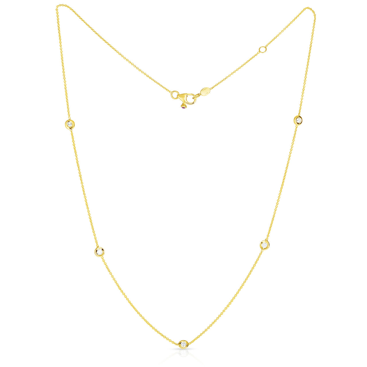 Roberto Coin Diamonds By The Inch Yellow Gold 5  Row Station Diamond Necklace image number 0