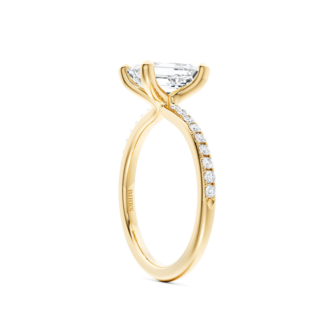 Birks Ros&eacute;e du Matin Emerald-Cut Solitaire Diamond Engagement Ring in Yellow Gold image number 1