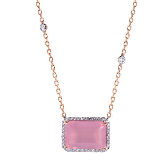 Rose Quartz Pendant in Rose Gold image number 0