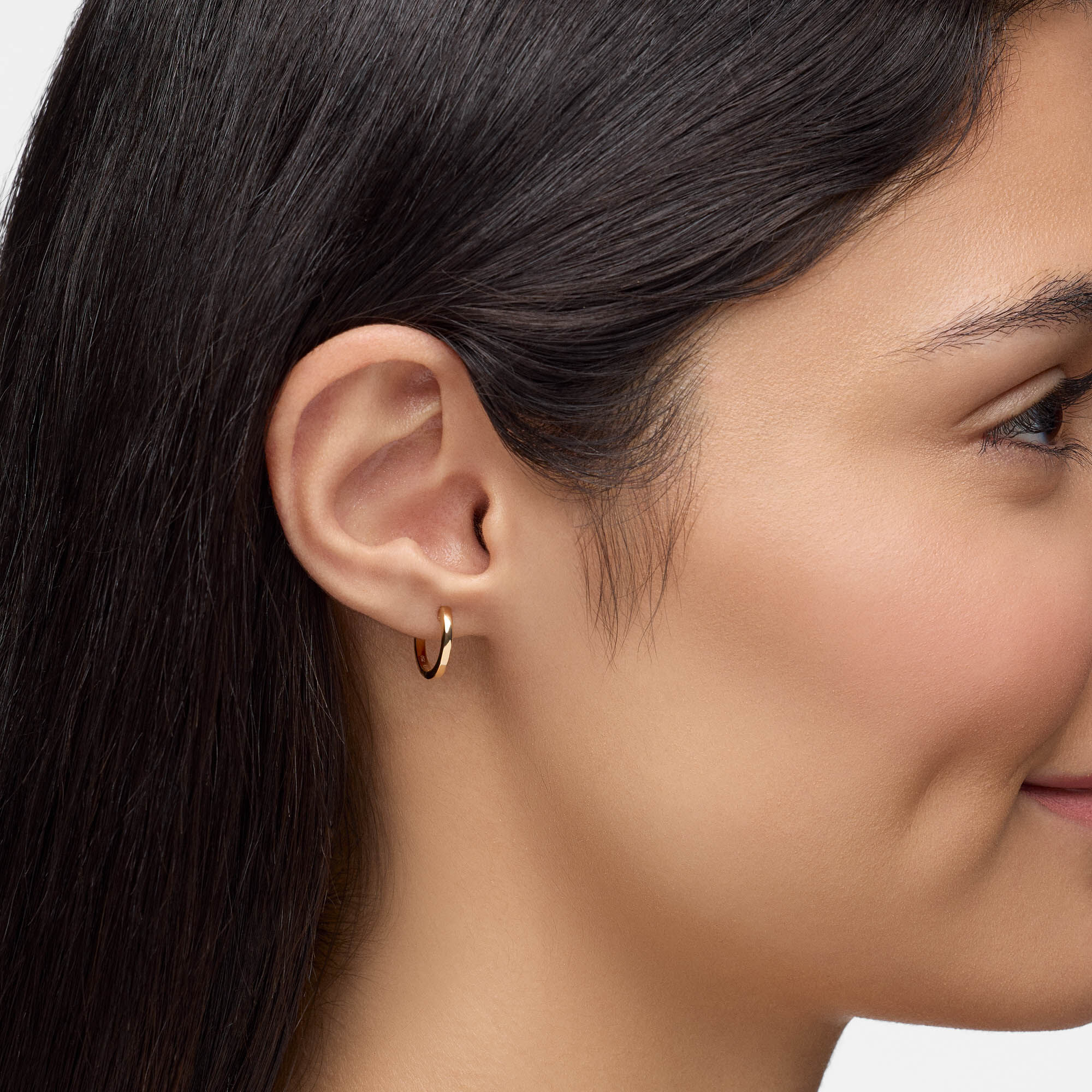 Yellow Gold Huggie Earrings, 15 mm