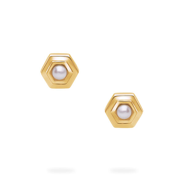 Boucles d&rsquo;oreilles pierre de naissance en or jaune, perle d&rsquo;eau douce