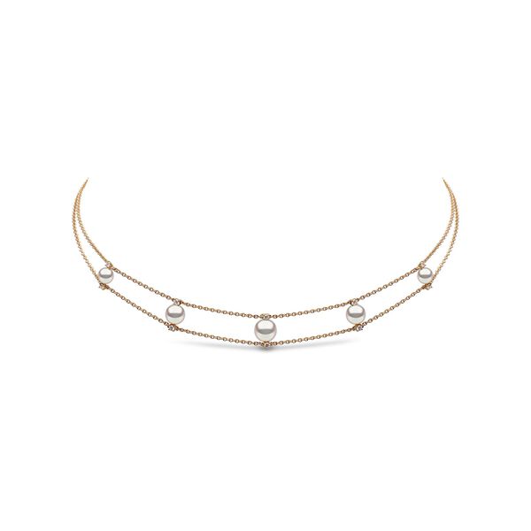Collier Trend or jaune avec perles et diamants