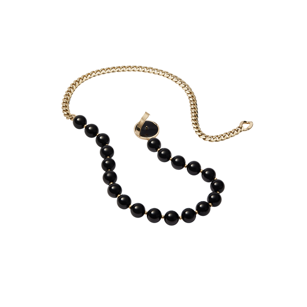 Collier Emblem en or jaune tsavorite et onyx
