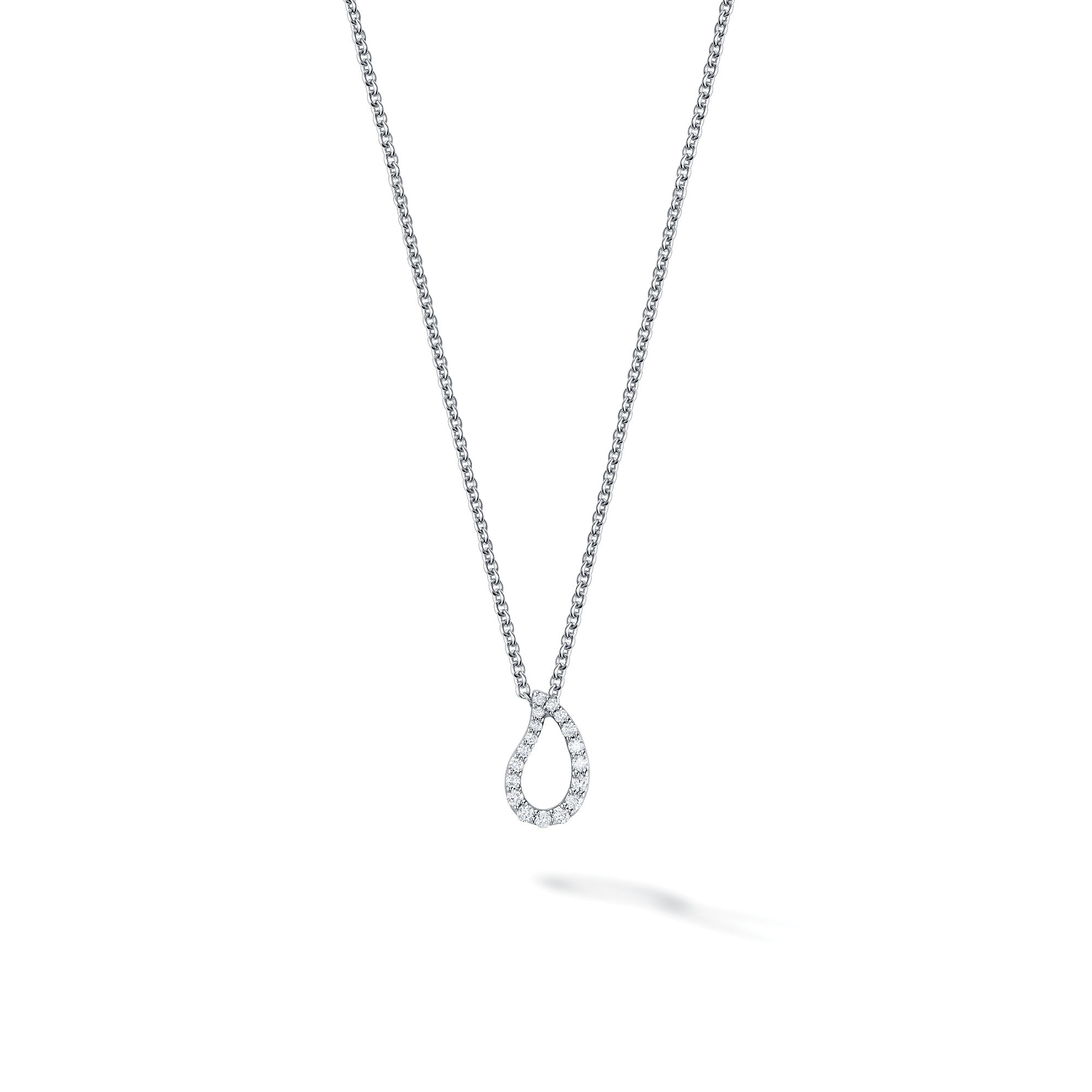 Birks Petale Petale Diamond Pendant Necklace Small 18k White Gold