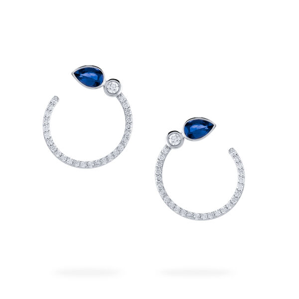 Boucles d'oreilles type disque en saphir et diamants