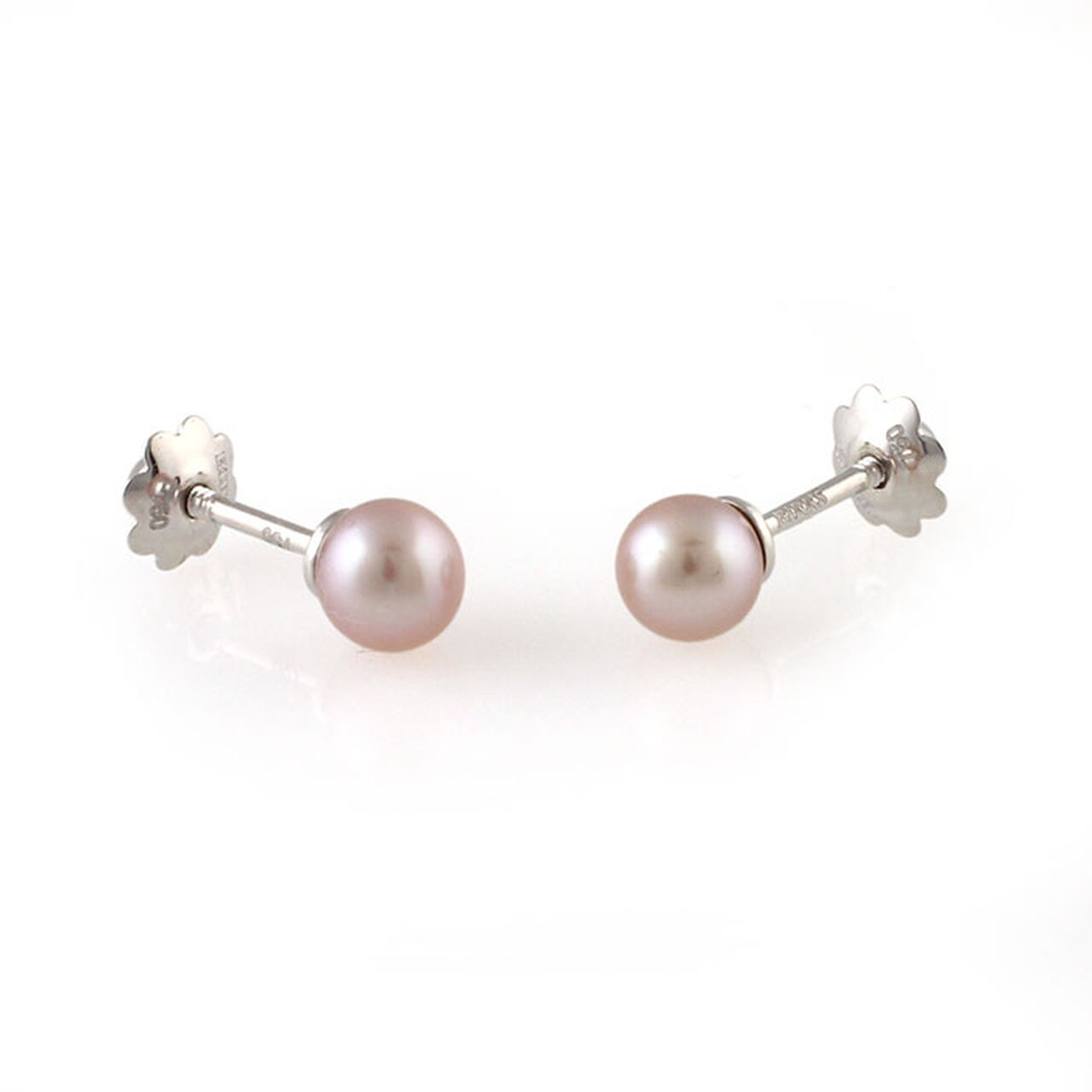 bijoux birks baby pink flower pearl stud earrings image number 0