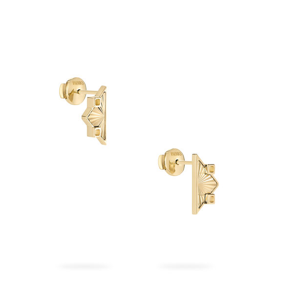 Guilloché Symmetric Yellow Gold Earrings, Small