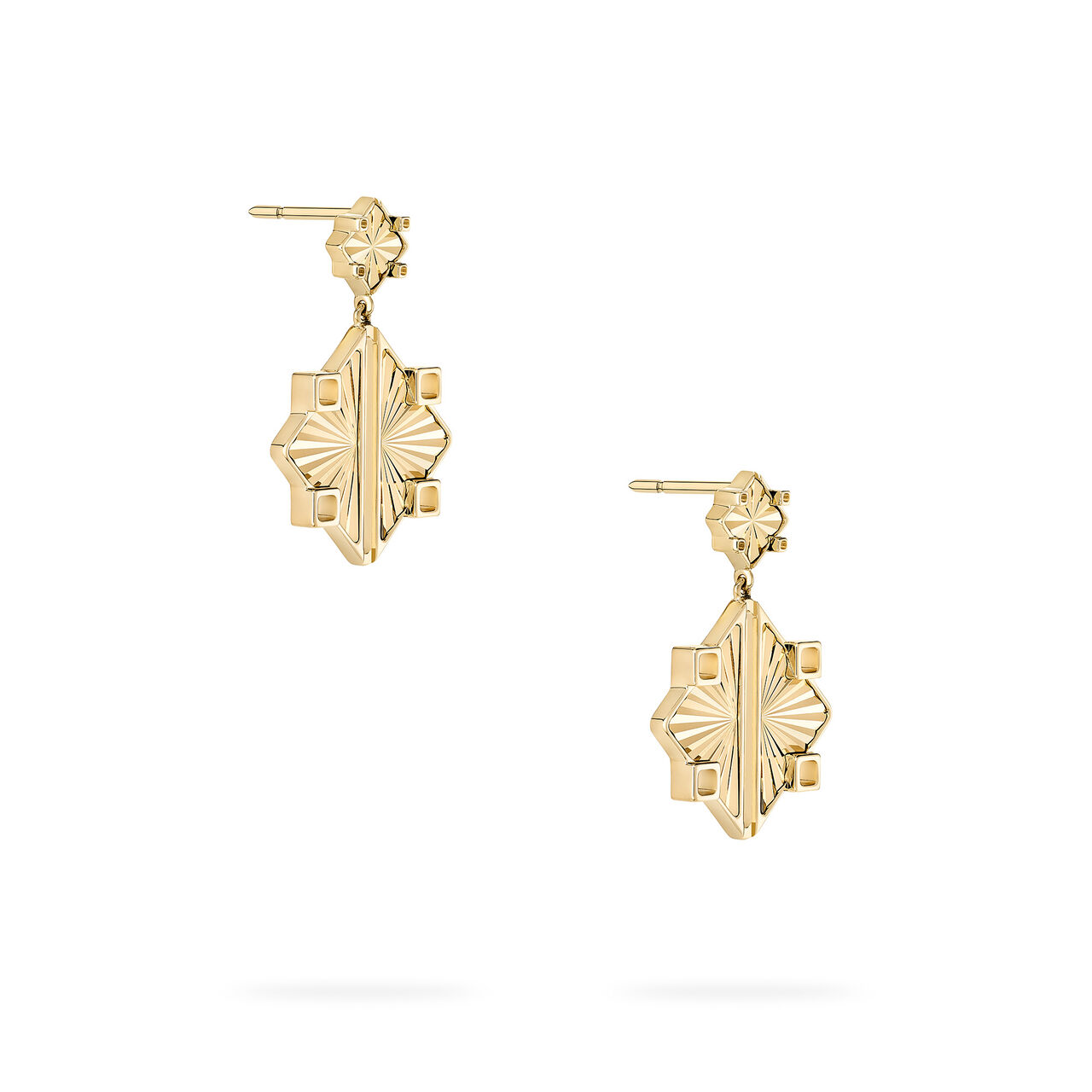 Birks Muse Guilloch&eacute; Yellow Gold Drop Earrings image number 3