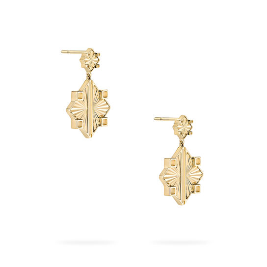 Birks Muse Guilloch&eacute; Yellow Gold Drop Earrings image number 3