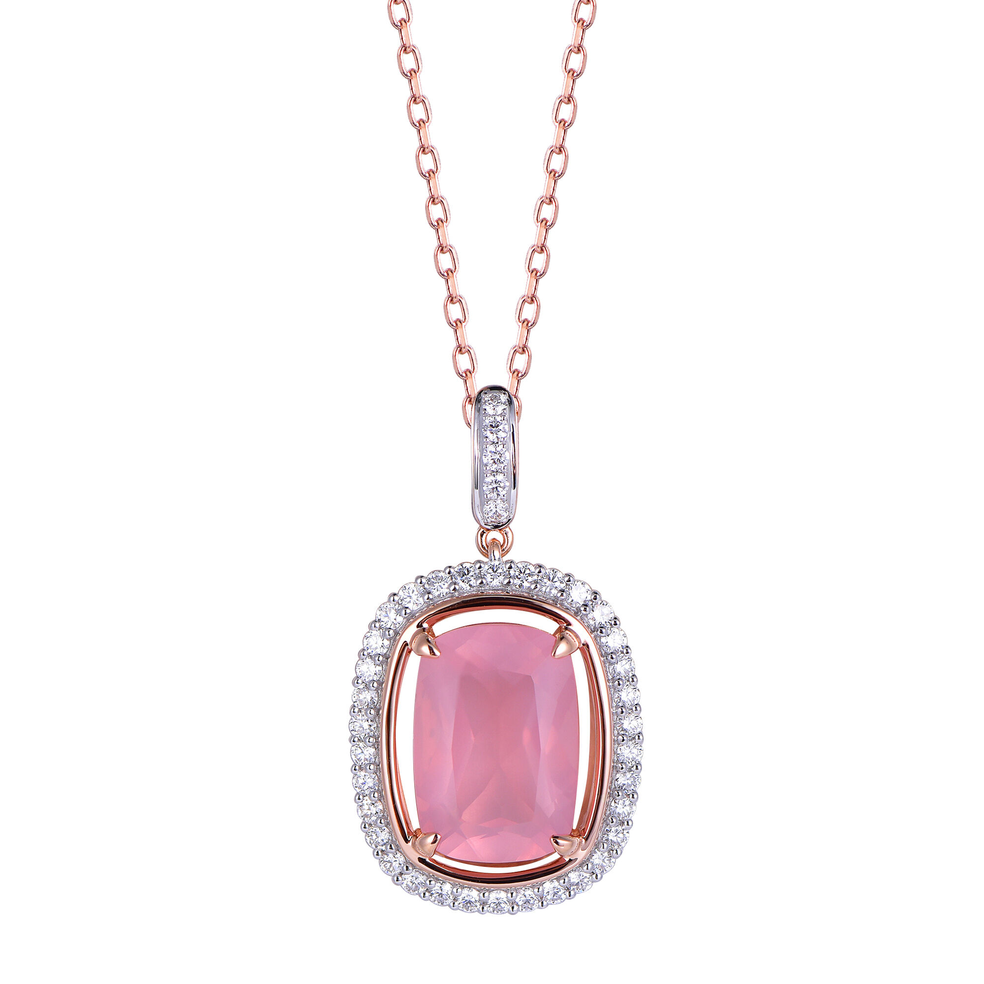 Rose Quartz Pendant in Rose Gold