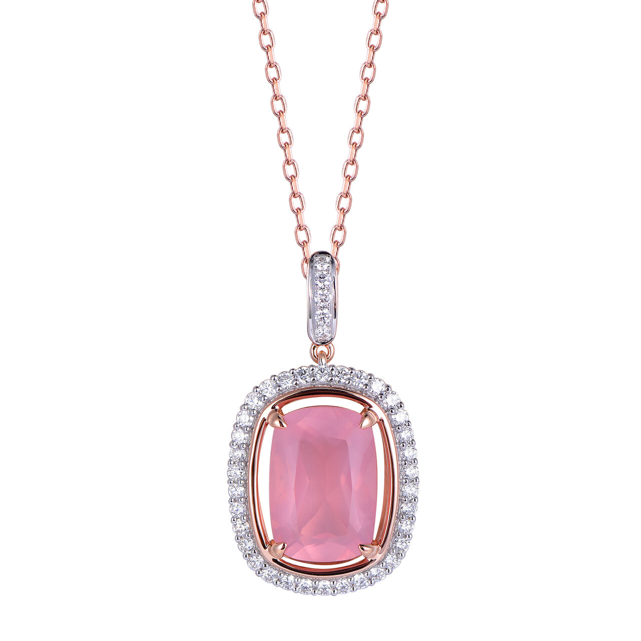 Rose Quartz Pendant in Rose Gold image number 0