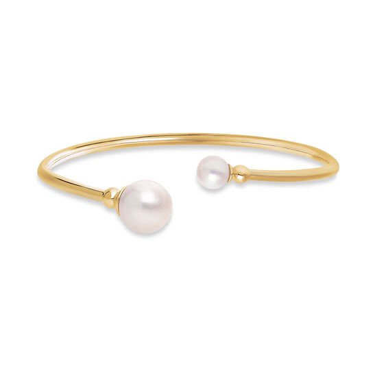 Birks Essentials Yellow Gold Bead and Freshwater Pearl Open Bangle image number 0