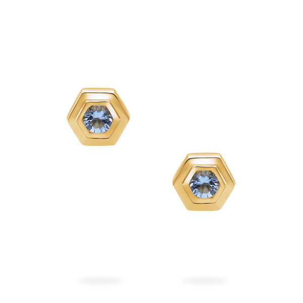Yellow Gold Birthstone Earrings, Aquamarine