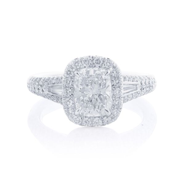 Cushion-Cut Diamond Engagement Ring With Single Halo
