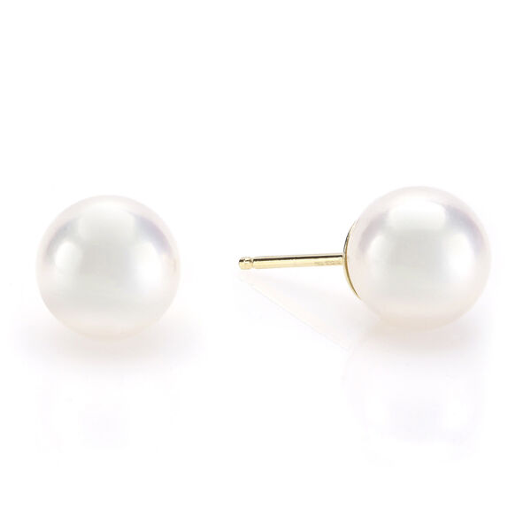 Boucles d'oreilles à perles Akoya 7 à 7.5 mm en or jaune