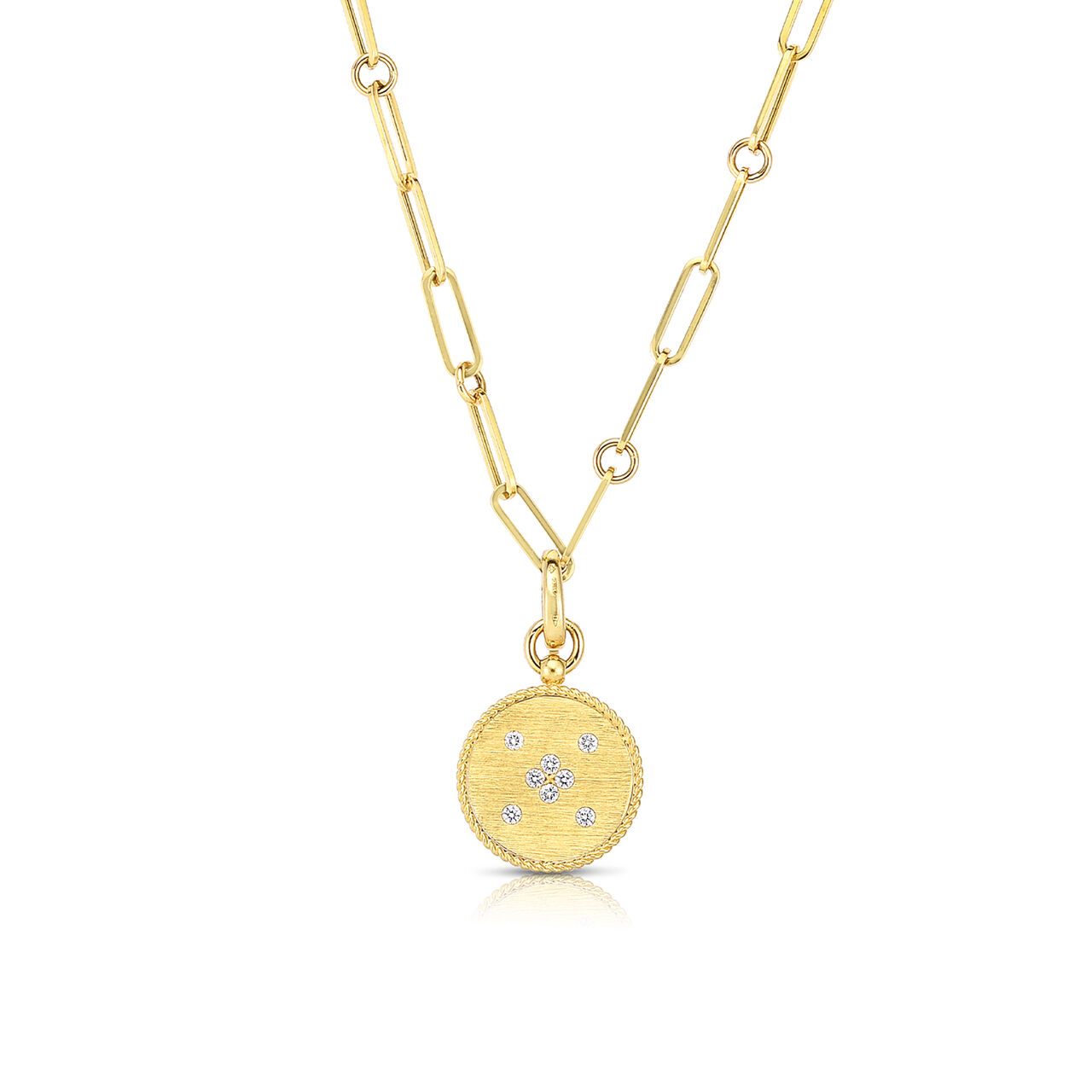 Roberto Coin Venetian Princess Small Yellow Gold and Diamond Medallion Necklace 7773105AY19X image number 0