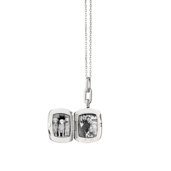 Silver Locket with White Sapphire image number 1