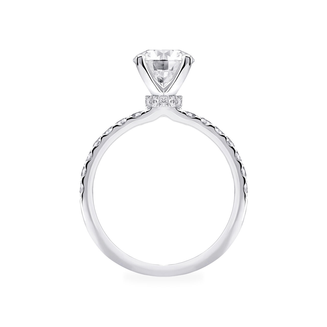 Diamond Solitaire Engagement Ring with Pavé Band