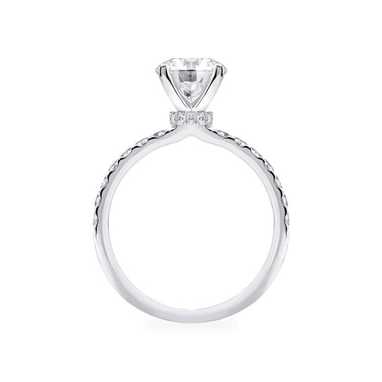 Bague de fiançailles à diamant solitaire rond avec anneau serti de diamants image number 3