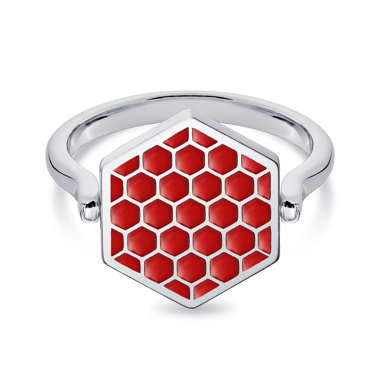 Bijoux Birks Bee Chic Hexagon Red Enamel Reversible Sterling Silver Ring image number 0