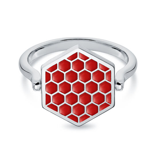 Bijoux Birks Bee Chic Hexagon Red Enamel Reversible Sterling Silver Ring image number 0