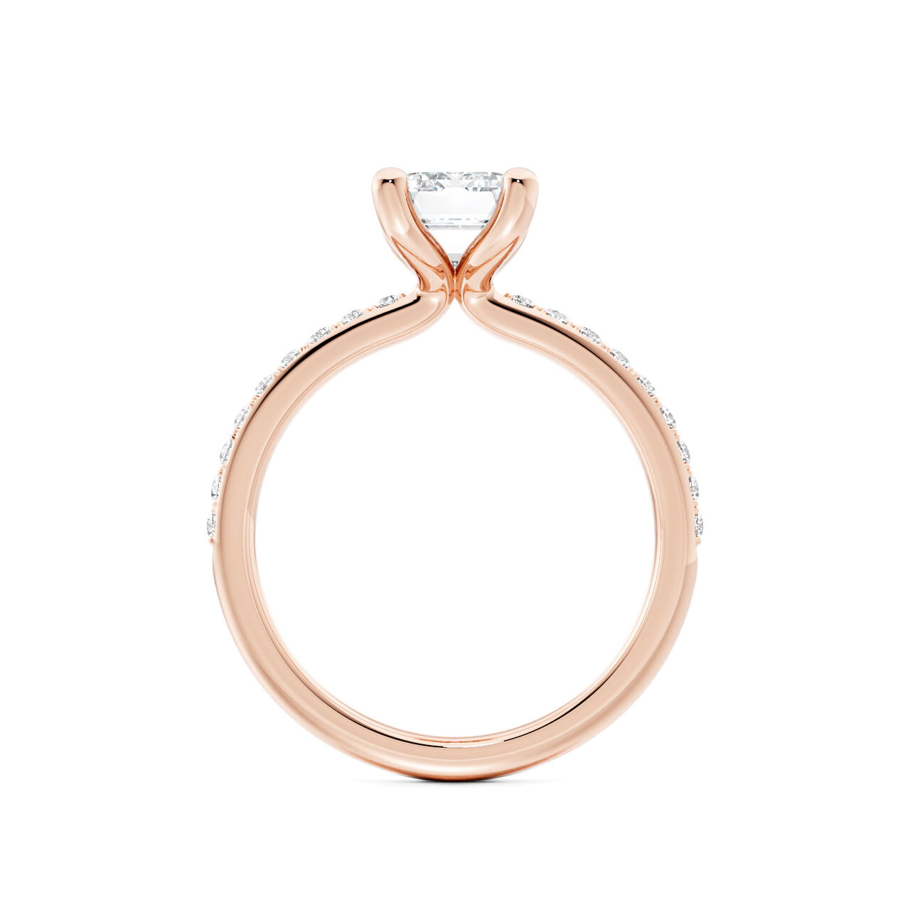 Birks Ros&eacute;e du Matin Bague de fian&ccedil;ailles solitaire en diamant taille &eacute;meraude en or rose image number 2