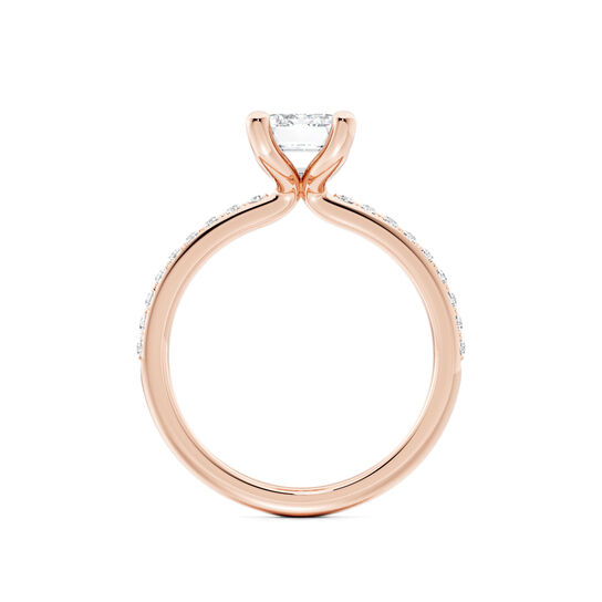 Birks Ros&eacute;e du Matin Bague de fian&ccedil;ailles solitaire en diamant taille &eacute;meraude en or rose image number 2