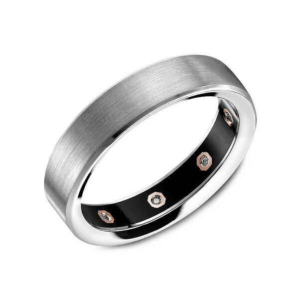 Customizable 5.5MM White Gold Wedding Band with Satin Finish