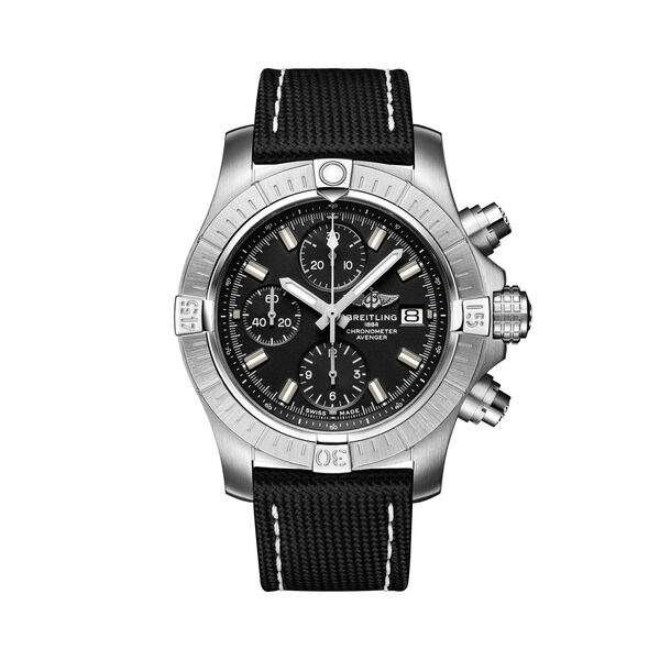 Avenger chronographe 43 acier - noir boucle déployante