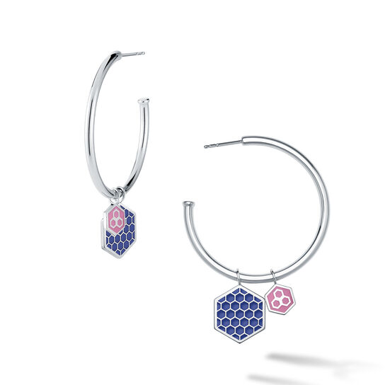Bijoux Birks Bee Chic Medium Silver Hoop Earrings With Removable Charms image number 0