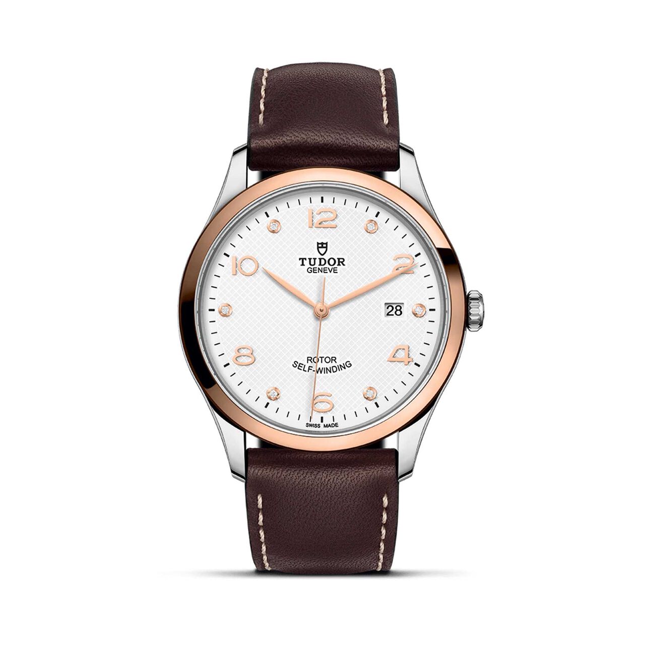 Tudor 1926 41Mm Steel Case White Diamond - Set Dial Brown Leather Strap image number 0