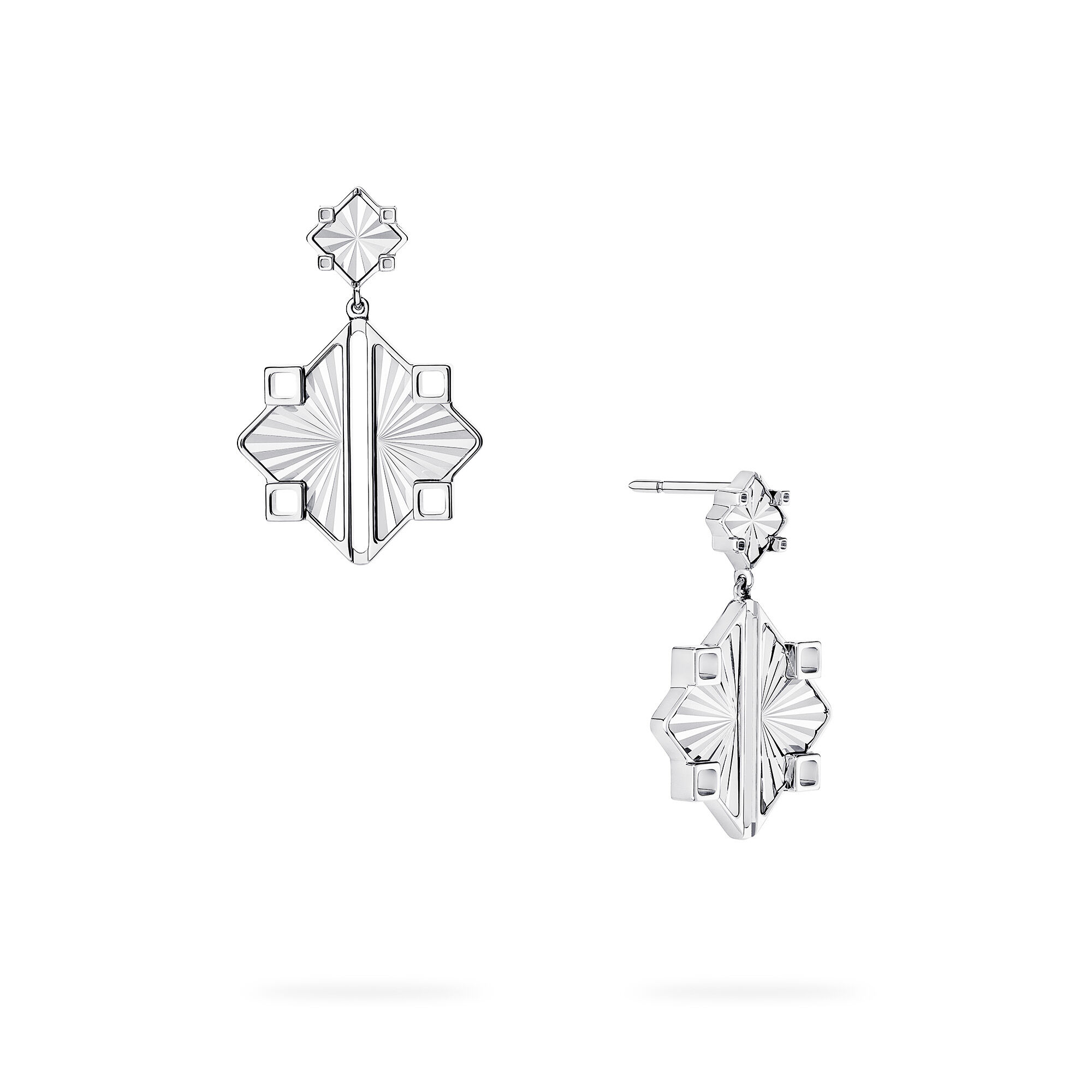 Guilloché Sterling Silver Drop Earrings