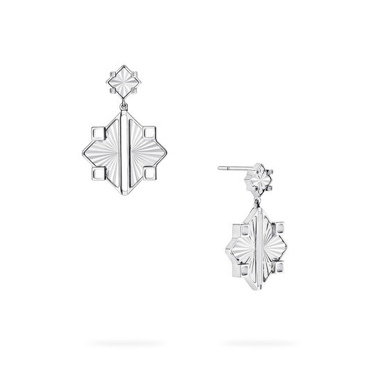 Birks Muse Guilloch&eacute; Sterling Silver Drop Earrings image number 0