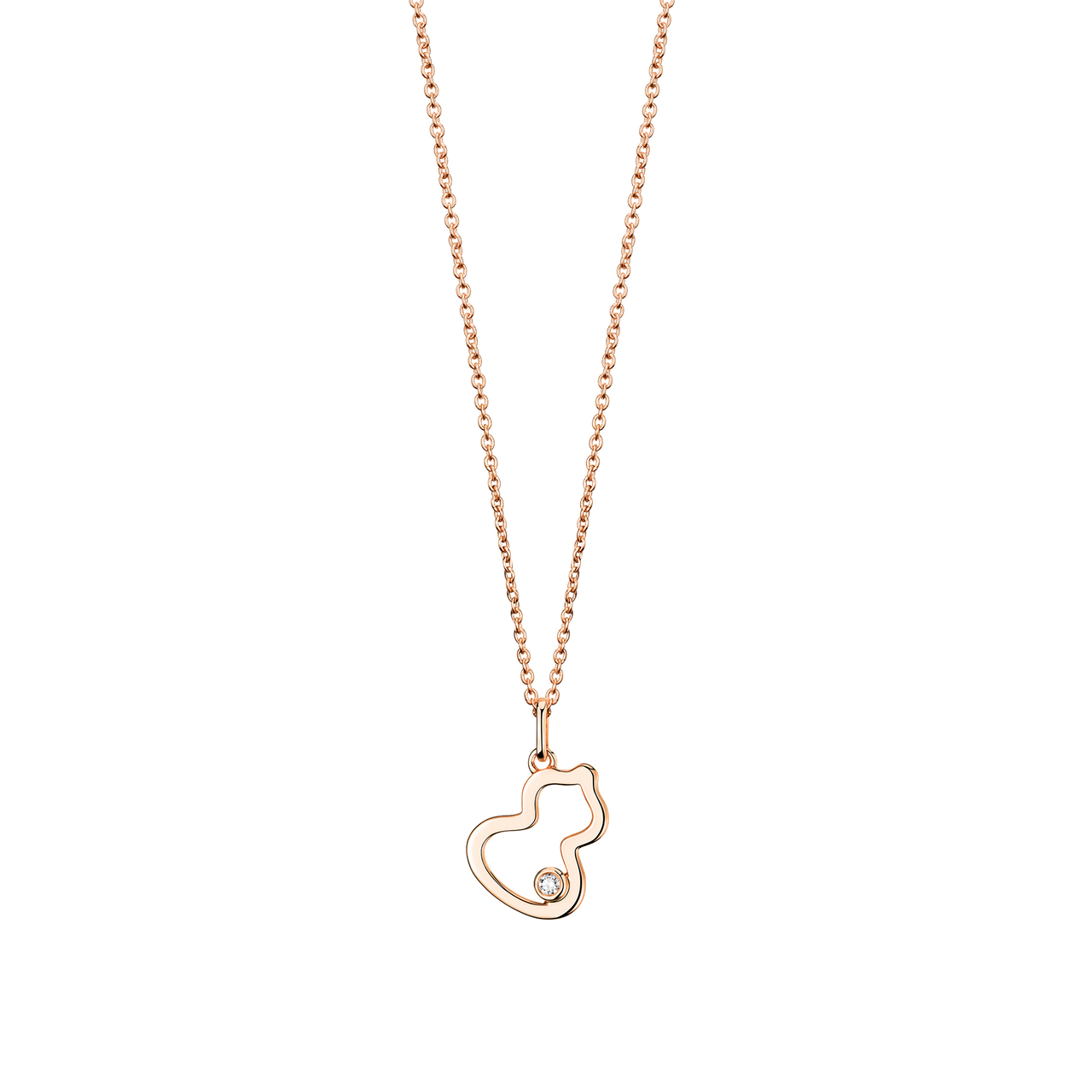 Qeelin Petite Wulu Rose Gold Necklace with Diamond WUNL0003ARGD Front image number 0