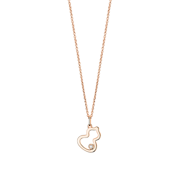 Pendentif Wulu Petite en or rose avec diamant,  petit modèle