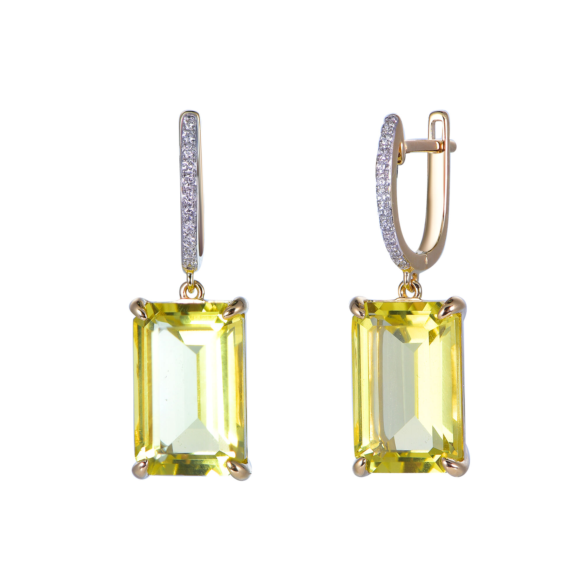 Lemon Quartz Earrings in Yellow Gold