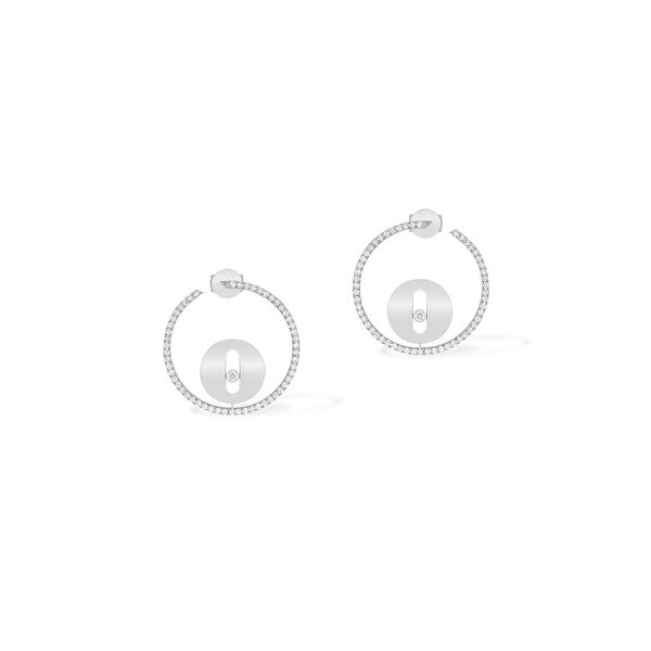 Lucky Move Small White Gold Diamond Pavé Hoop Earrings