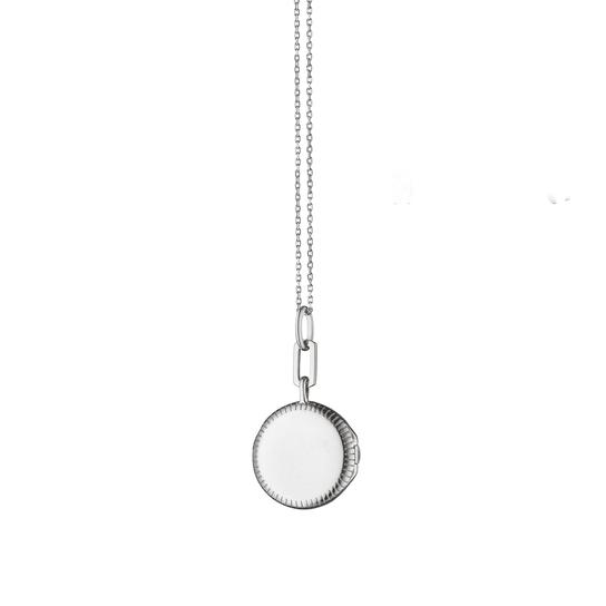 Silver Compass Locket with White Sapphire image number 2