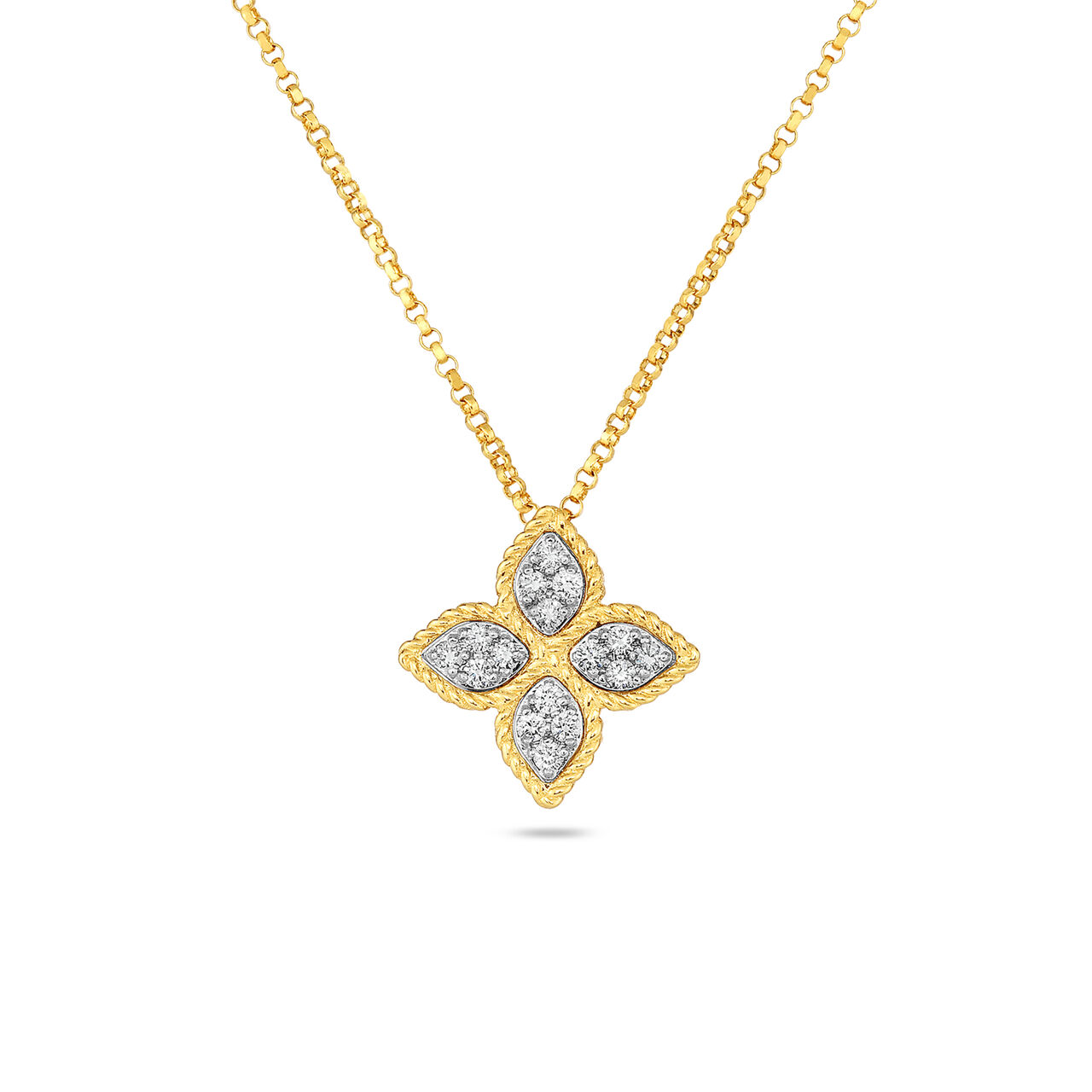maison birks roberto coin princess flower medium yellow gold diamond pendant image number 0