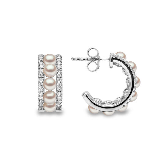 Eclipse White Gold Pearl and Diamond Earrings image number 2
