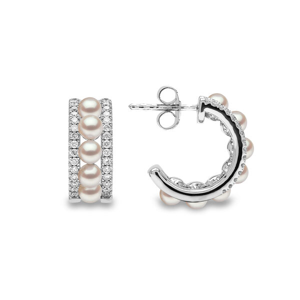 Eclipse White Gold Pearl and Diamond Earrings