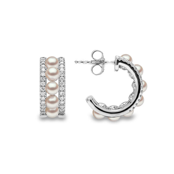 Boucles d'oreilles Eclipse en or blanc avec perles et diamants