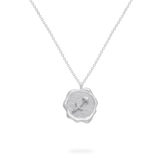 Sagittarius Zodiac Sign Silver Pendant Back image number 2