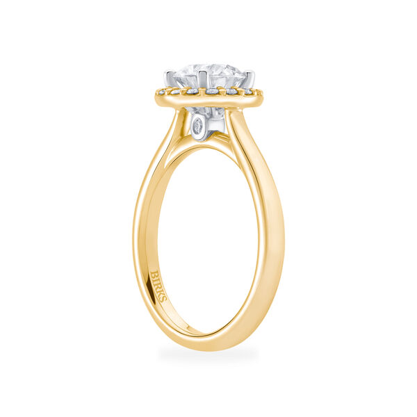 Yellow Gold Round Solitaire Diamond Engagement Ring With Single Halo